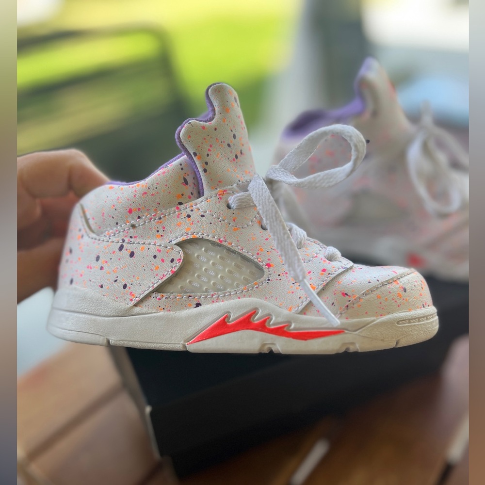 Nike Air Jordan 5 Retro SE TD Easter Laser Crimson Splatter size 8c Toddler rare